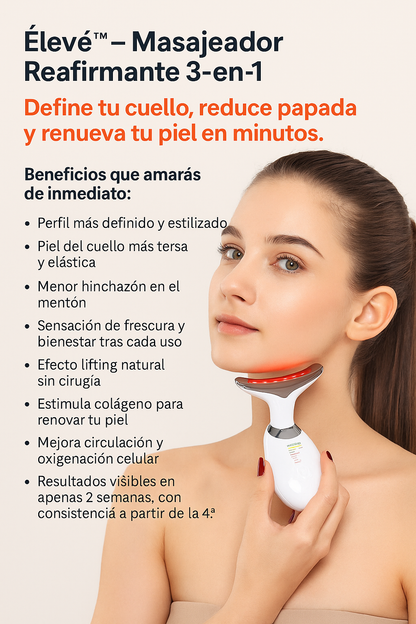 “Élevé™ – Masajeador Reafirmante 3-en-1 MASAJEADOR FACIAL REDUCTOR PAPADA